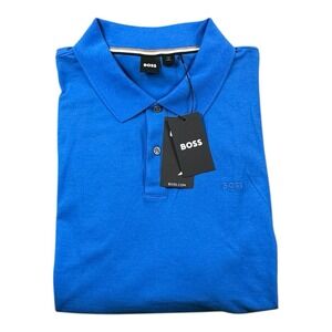 Hugo Boss Blue Spellout Current S/S Cotton Polo Shirt Size 4XL NWT